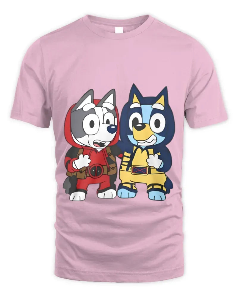 Bluey Heeler Deadpool Wolverine True Friends Fan Logo Shirt