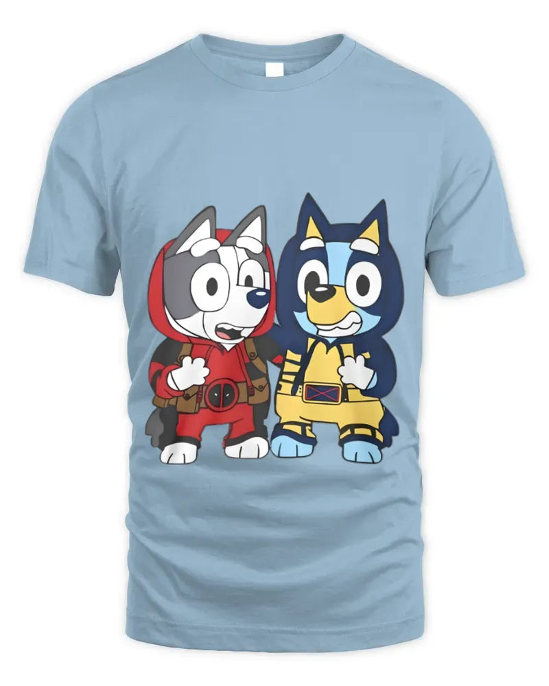 Bluey Heeler Deadpool Wolverine True Friends Fan Logo Shirt