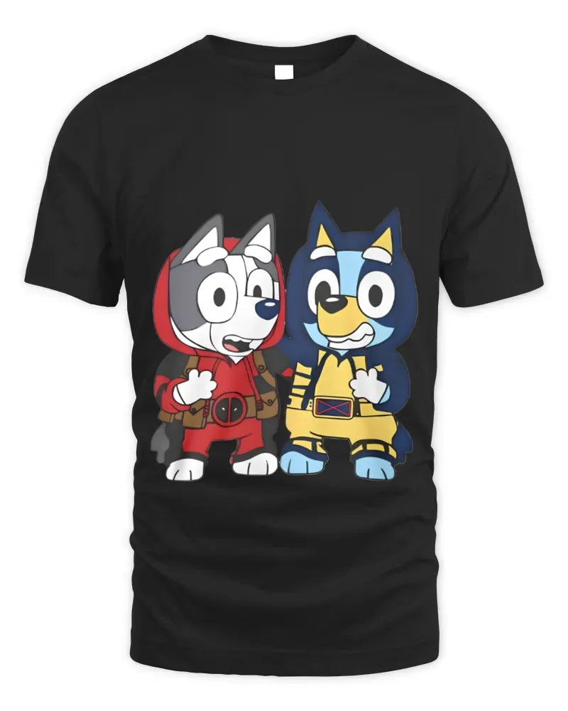Bluey Heeler Deadpool Wolverine True Friends Fan Logo Shirt