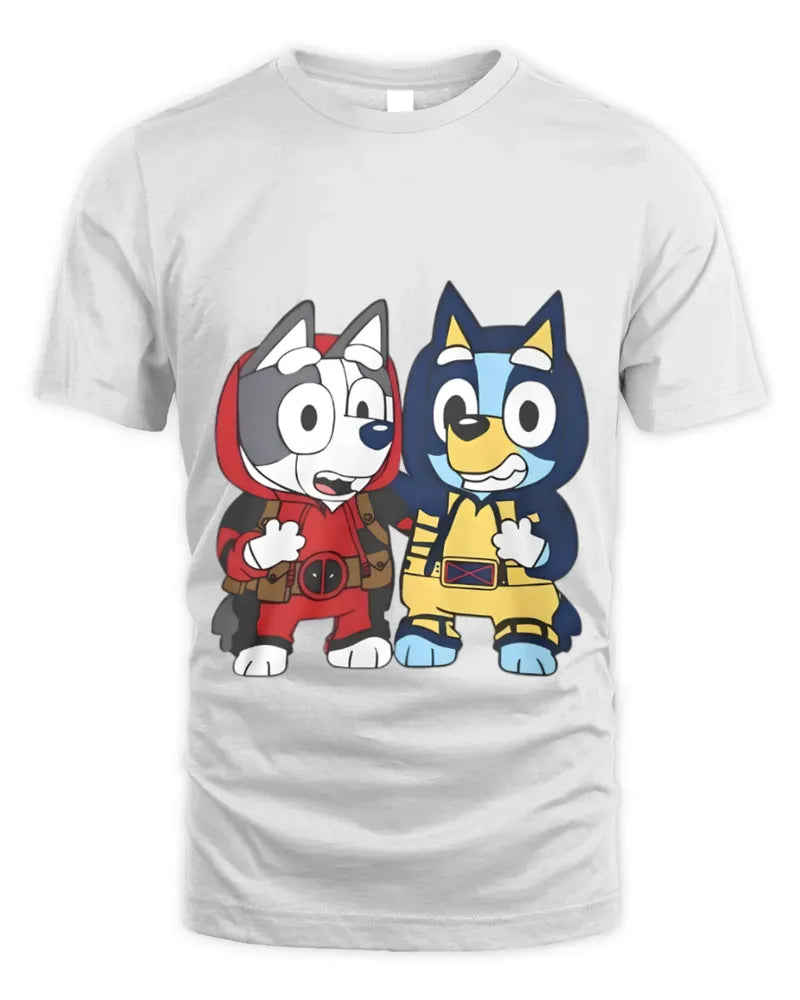 Bluey Heeler Deadpool Wolverine True Friends Fan Logo Shirt