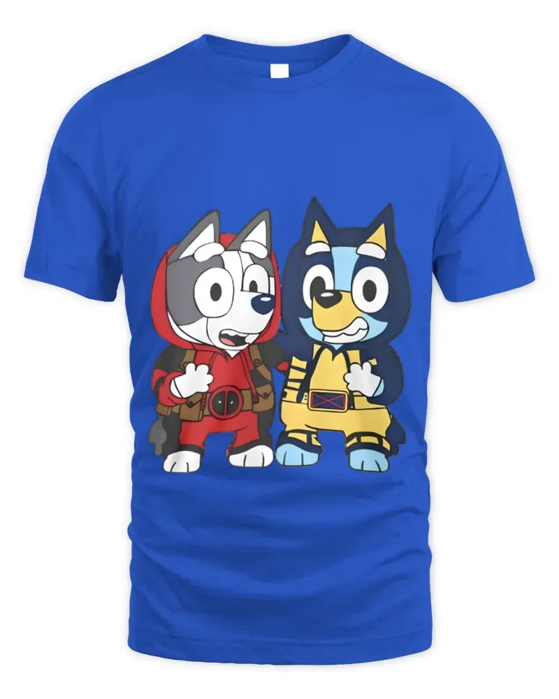 Bluey Heeler Deadpool Wolverine True Friends Fan Logo Shirt