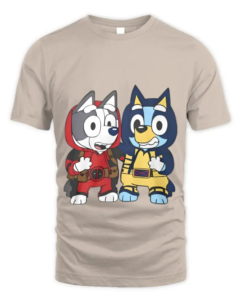 Bluey Heeler Deadpool Wolverine True Friends Fan Logo Shirt