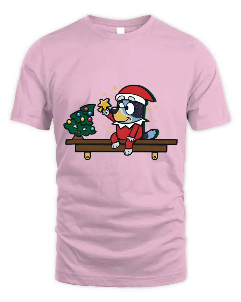 Bluey Santa Bandit Heeler Cartoon Christmas Gift Shirt White