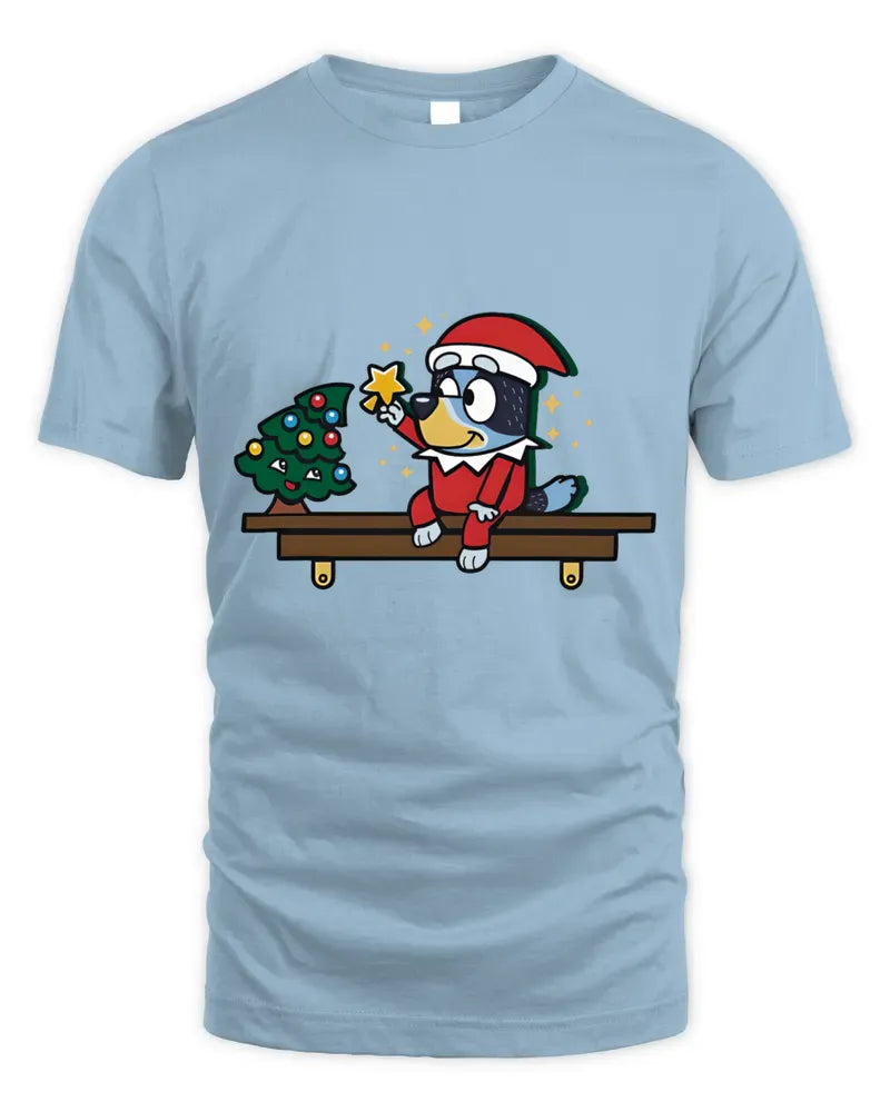 Bluey Santa Bandit Heeler Cartoon Christmas Gift Shirt White