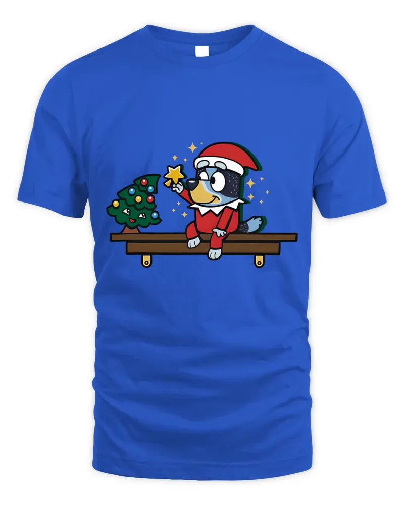 Bluey Santa Bandit Heeler Cartoon Christmas Gift Shirt White