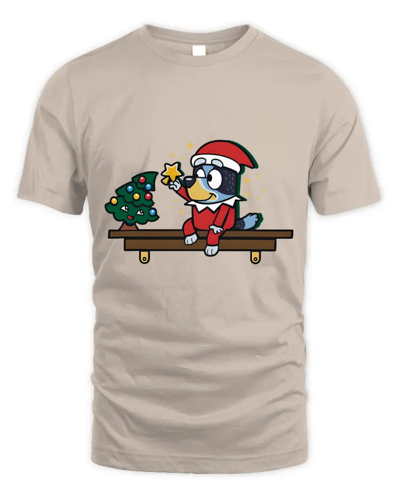 Bluey Santa Bandit Heeler Cartoon Christmas Gift Shirt White