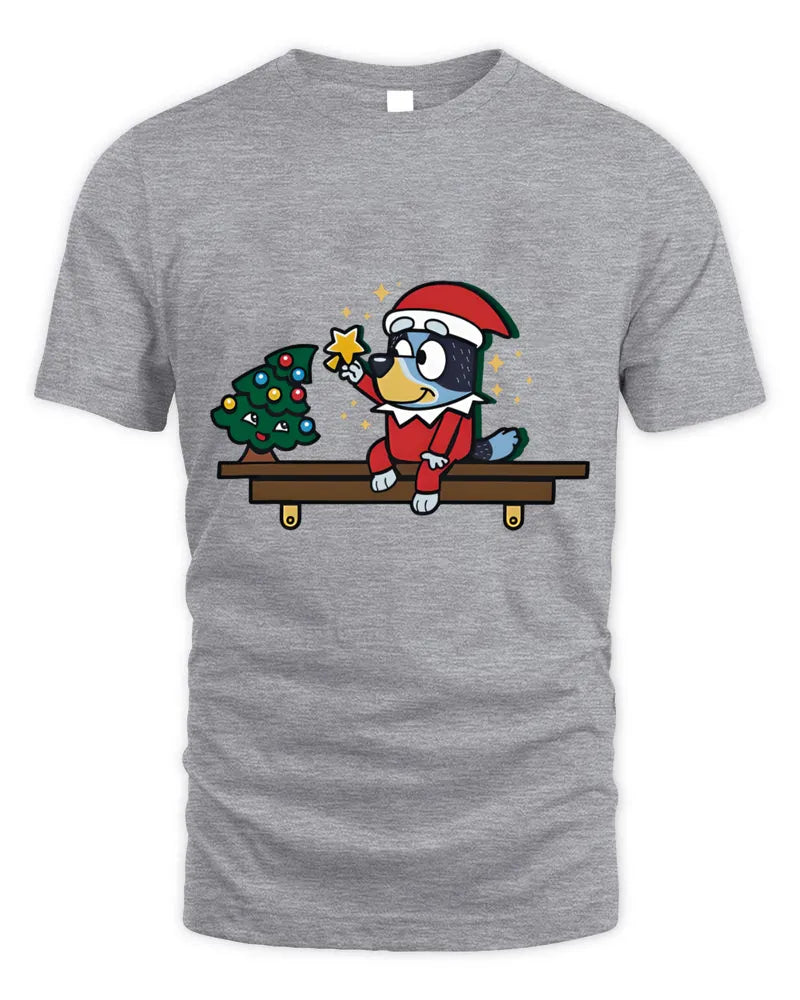 Bluey Santa Bandit Heeler Cartoon Christmas Gift Shirt White