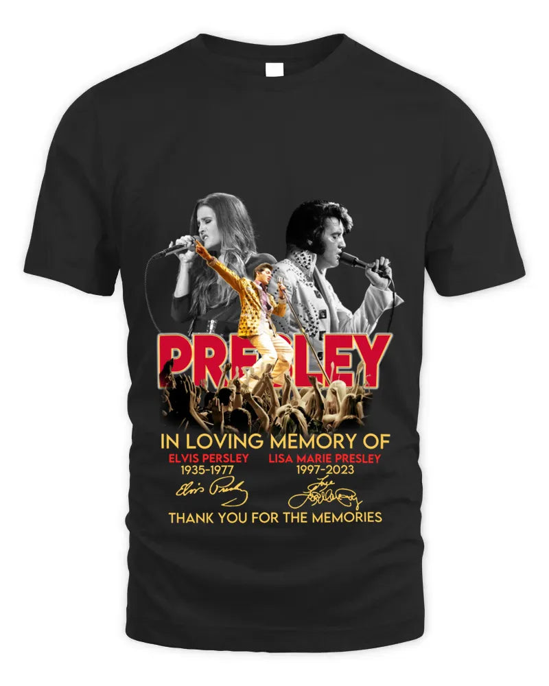 In Loving Memory Of Elvis Presley And Lisa Marie Presley Thank You For The Memories Signatures Shirts