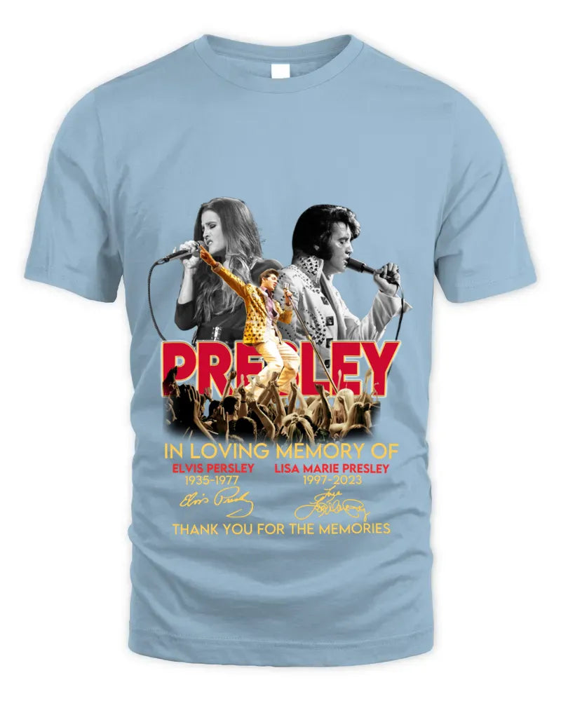 In Loving Memory Of Elvis Presley And Lisa Marie Presley Thank You For The Memories Signatures Shirts