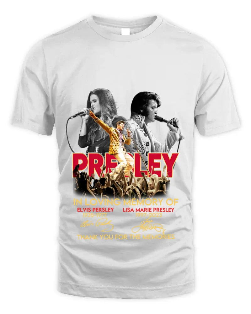 In Loving Memory Of Elvis Presley And Lisa Marie Presley Thank You For The Memories Signatures Shirts