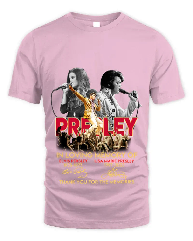 In Loving Memory Of Elvis Presley And Lisa Marie Presley Thank You For The Memories Signatures Shirts