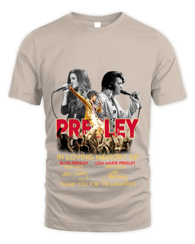 In Loving Memory Of Elvis Presley And Lisa Marie Presley Thank You For The Memories Signatures Shirts