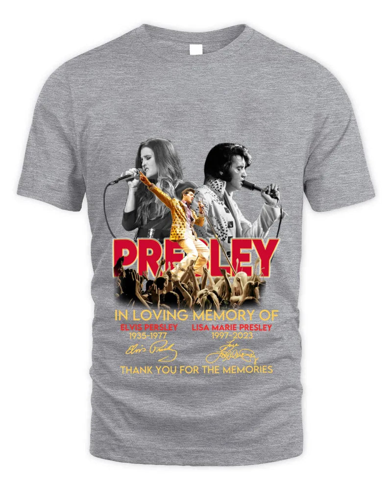 In Loving Memory Of Elvis Presley And Lisa Marie Presley Thank You For The Memories Signatures Shirts