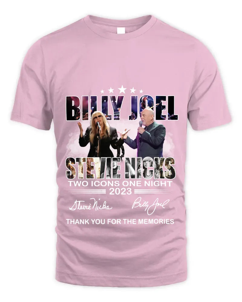 Billy Joel Stevie Nicks Two Icons One Night 2023 Thank You For The Memories Tee Shirt
