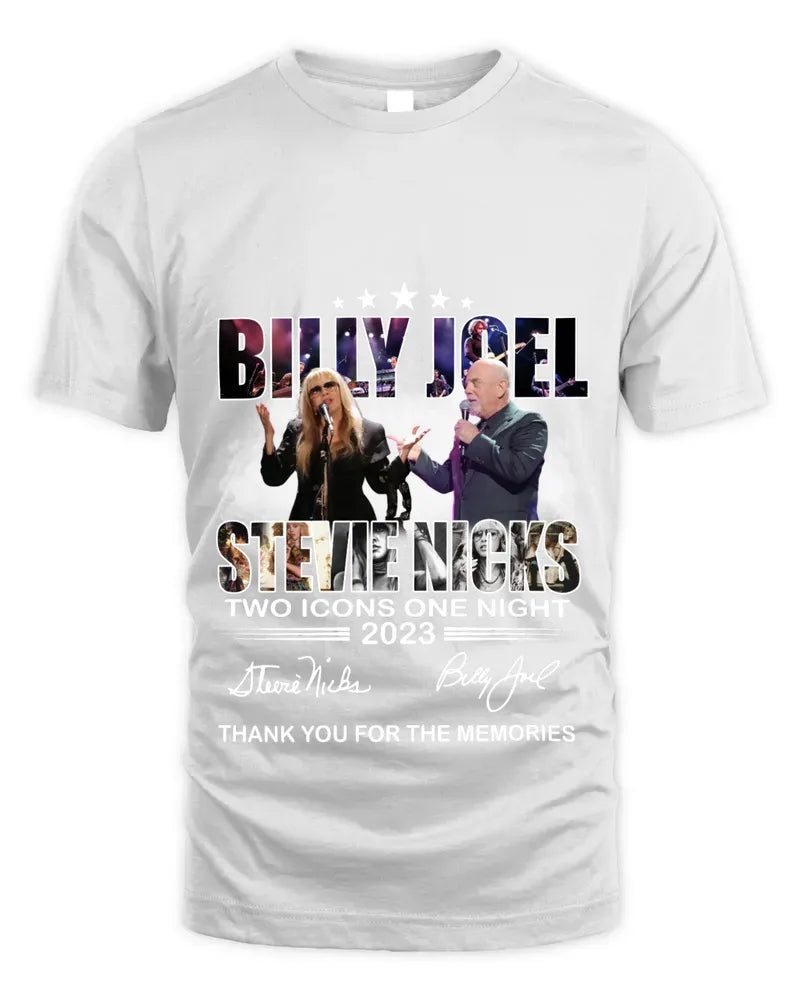 Billy Joel Stevie Nicks Two Icons One Night 2023 Thank You For The Memories Tee Shirt