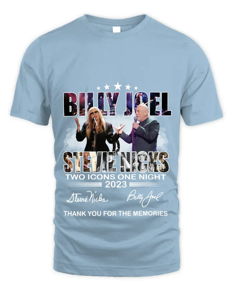 Billy Joel Stevie Nicks Two Icons One Night 2023 Thank You For The Memories Tee Shirt