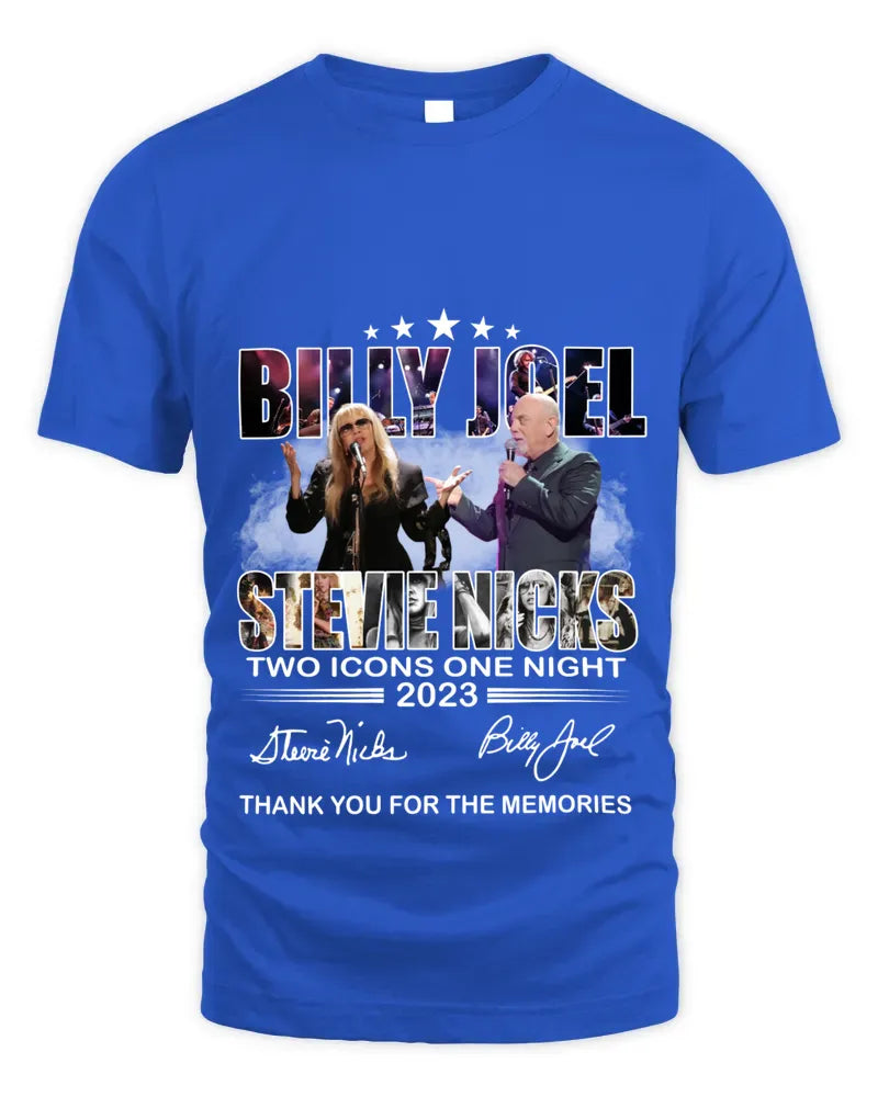 Billy Joel Stevie Nicks Two Icons One Night 2023 Thank You For The Memories Tee Shirt