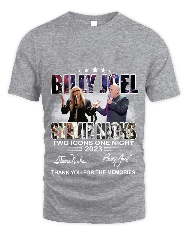 Billy Joel Stevie Nicks Two Icons One Night 2023 Thank You For The Memories Tee Shirt