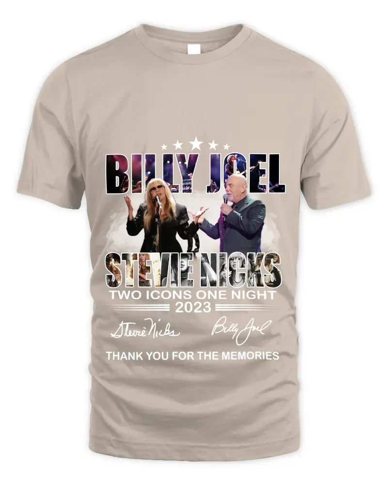 Billy Joel Stevie Nicks Two Icons One Night 2023 Thank You For The Memories Tee Shirt