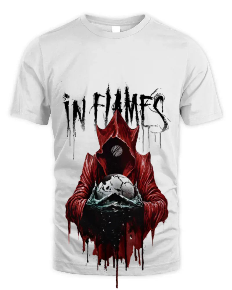 In Flames Tour 2024 Jester Drip Raglan Concert Tee White