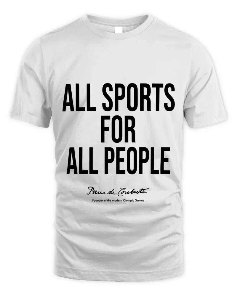 All Sports For All People Pierre de Coubertin Olympic Games Tee Red